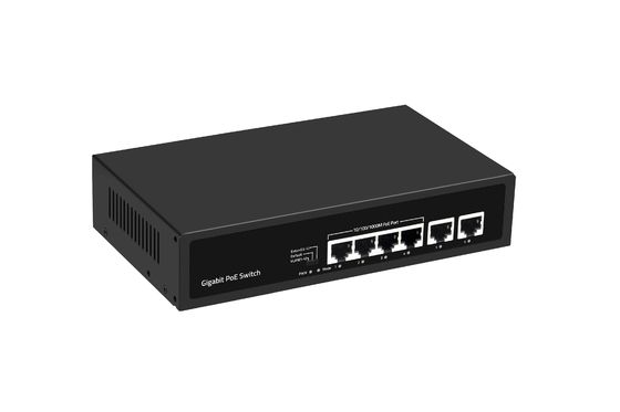 6 puertos Gigabit DC52V 1.25A POE Ethernet Switch 12Gbps AC 100 ~ 240V