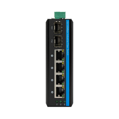 Rohs no administrado Poe Ethernet Switch 2 Puerto de fibra 4 Rj45 Red Din Rail