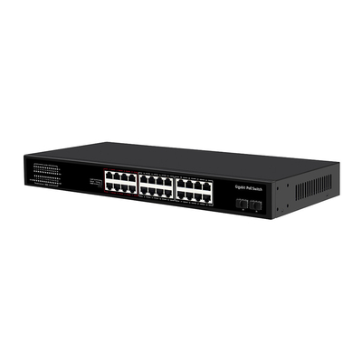 24 puertos Gigabit CCTV Poe Switch con 2 enlaces ópticos SFP Tipo de bastidor no administrado