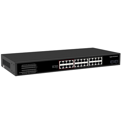 24 puertos Gigabit CCTV Poe Switch con 2 enlaces ópticos SFP Tipo de bastidor no administrado