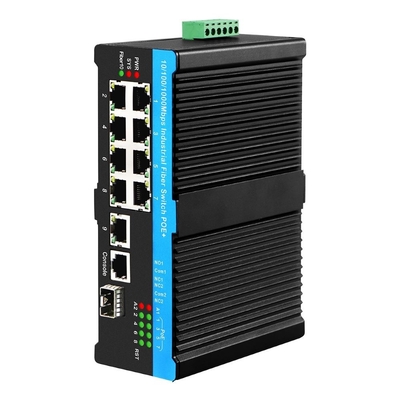 8 puertos Gigabit BT PoE Switch administrado con 1 SFP / Copper Uplink 480W Tipo Din de presupuesto