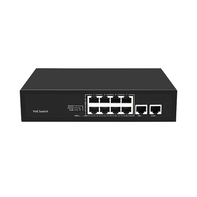 8 puertos Ethernet rápido CCTV POE conmutador con 2 Gigabit Copper Uplink PoE Af/At 120W presupuesto