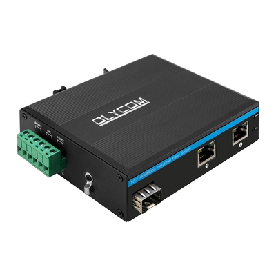 Conversor de medios de fibra óptica de 3 puertos Gigabit 2KM-120KM 12v 24v Conmutador industrial con SFP
