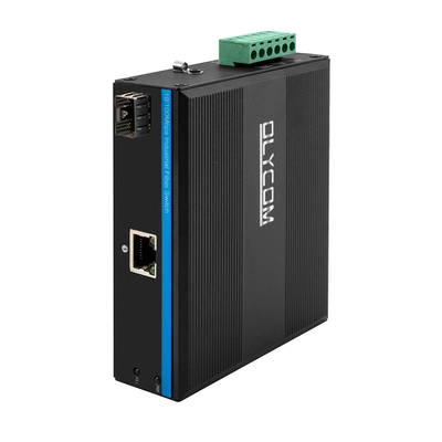 2 puertos 10/100mpbs convertidor de medios de fibra industrial Ethernet rápido con 1RJ45 + 1SFP