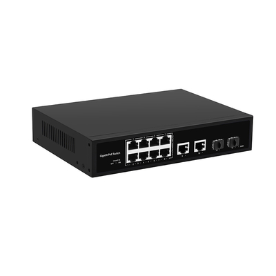 8 puertos Full Gigabit CCTV PoE Switch de fibra 120W Apoyo presupuestario 250m Distancia Poe