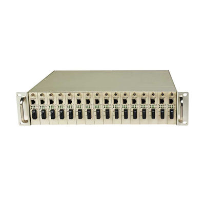 Estante dual del poder del medios convertidor de Ethernet de la fibra óptica de 16 de las ranuras 19 chasis de la pulgada 2U