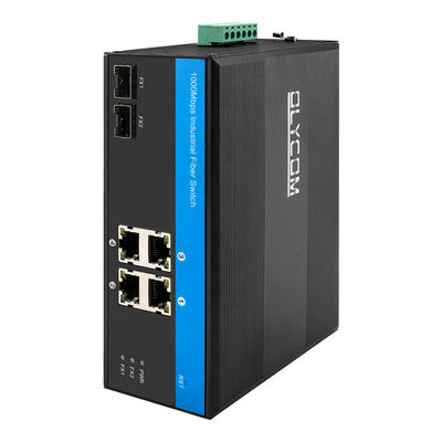 Interruptor de red industrial de Ethernet del soporte del dinar del OEM dos el 1000M Fiber Port