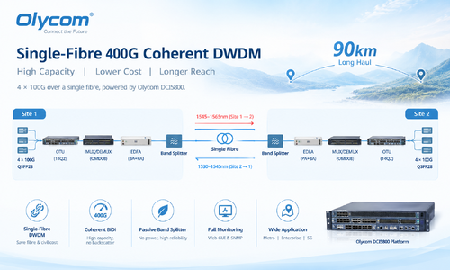último caso de la compañía sobre Single-Fibre 400G Coherent DWDM Transmission for Long-Haul Network Deployment