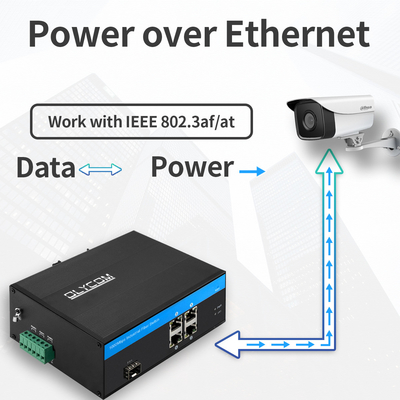 Gigabit 5 puertos Ethernet POE Switch de fibra 120W Budget Sin gestión de la ranura SFP industrial