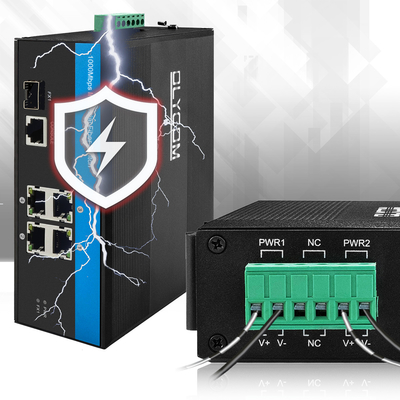 5 puertos con interruptor Ethernet administrado inteligente Gigabit Fibra SFP de grado industrial IP40