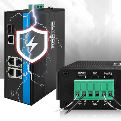 Interruptor Ethernet industrial inteligente gestionado con 5 puertos de red gigabit SFP Puertos de fibra IP40