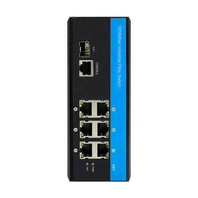 7 ayuda manejada portuaria CLI SNMP del interruptor DC12V del gigabit del carril del dinar de Ethernet de la fibra