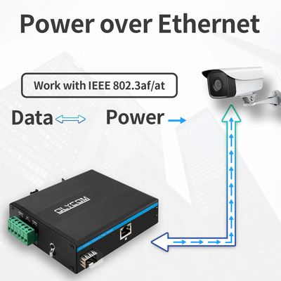 Medios fibra del convertidor 1 del POE de Ethernet industrial de la fibra a 1 UTP para la cámara IP