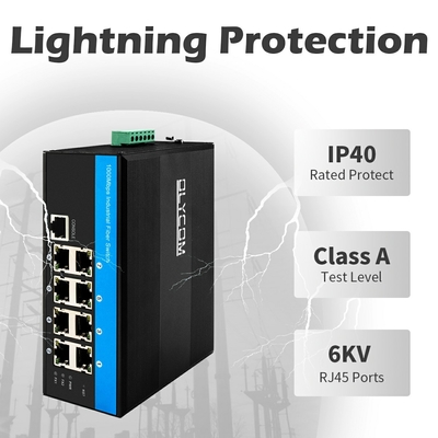 8 puertos industriales Gigabit Network POE Switch DC48V de entrada y salida no gestionado 240W