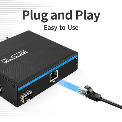 Conversor de medios PoE industrial 100/1000M Fibra Gigabit Ethernet 15.4W 30W Mini Casilla