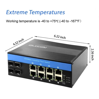 OLYCOM PoE Switch de red 8 puertos 240W presupuesto Gigabit Ethernet industrial CE FCC