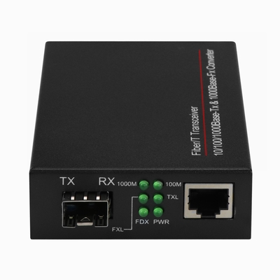 1G SFP Convertidor de medios Gigabit Ethernet de fibra óptica sin administrar Mini tamaño Negro DC5V