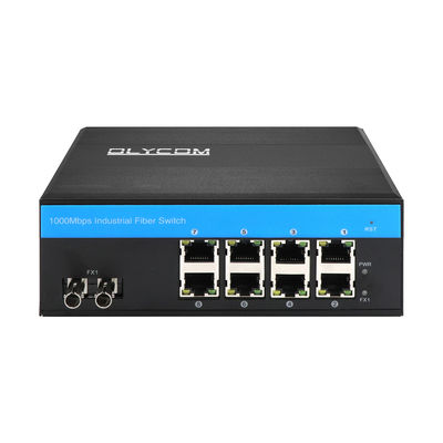 8 puertos Industrial Gigabit Switch de red no gestionado ST Fibra de un solo modo 30Km DC24V CE