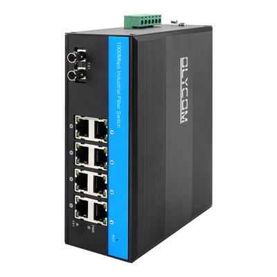 8 puertos con conmutador de red industrial de gigabit sin administrar ST Fibra en modo único 30Km DC24V
