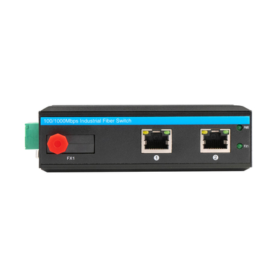 Convertidor de medios industriales Gigabit endurecido FC Fibra de núcleo único 12V/24V de potencia no gestionada