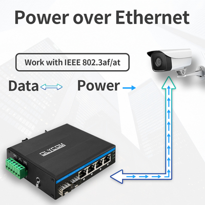 6 OEM industrial del presupuesto del carril 120W del dinar del interruptor de la fibra de Ethernet PoE+ POE del gigabit completo portuario
