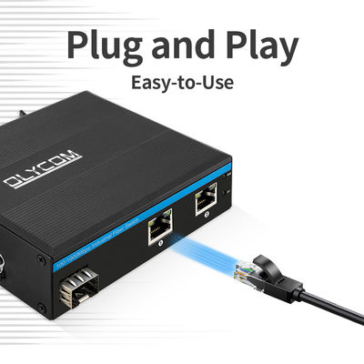 Extensor de switch PoE Gigabit de 30W y 60W de grado industrial SFP Fiber Switch no administrado DC48V