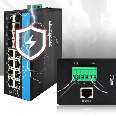 Switch PoE Gigabit gestionado de 16 puertos Estándar IEEE 802.3at 8 ranuras ópticas SFP Potencia de 240W