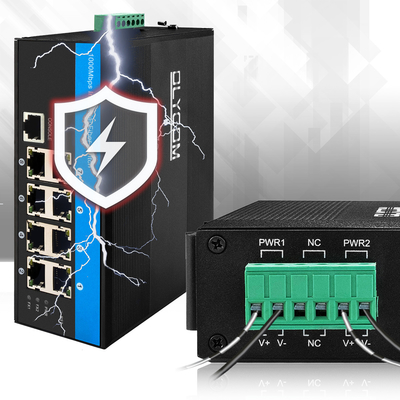 8 Puertos administrados PoE Switch Gigabit Ethernet 240W POE activo Casilla robusta Chip de velocidad