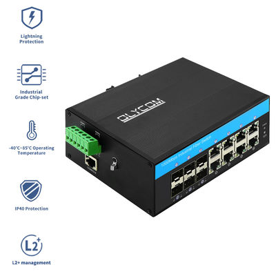 Switch Gigabit Industrial Gestionado 1G/2.5G Puertos SFP Anillo Redundante ERPS Protección IP40 Certificado CE