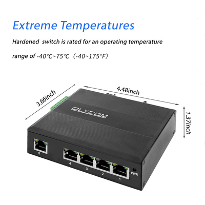 Industrial 5 puertos E-Mark Ethernet Switch Mini tamaño compacto montado Din no administrado