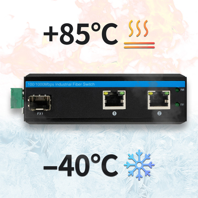 3 puertos Compacto Gigabit Ethernet Switch endurecido 100/1000M Fibra doble entrada 24V