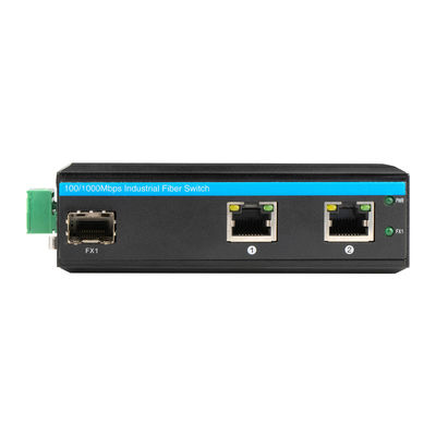 Switch Ethernet Gigabit Compacto de 3 Puertos Industrial Reforzado 100 1000M Fibra DC24V