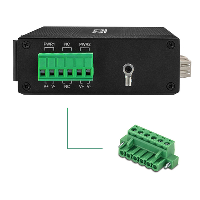 6 puertos con interruptor Ethernet robusto 100M/1000M con detección automática de fibra SFP sin administrar 24V