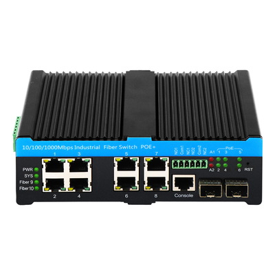 Gigabit L2 Gestionado 90W PoE Switch 10 puertos con 2 puertos combinados robusto 48V PoE activo
