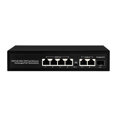 Interruptor de red POE de 4 puertos de Gigabit no administrado con 2 SFP/RJ45 100/1000M Uplink