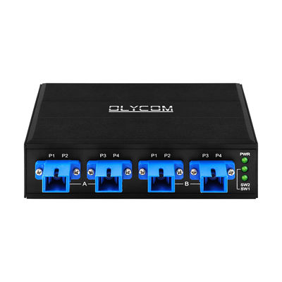 Interruptor de bypass óptico de 4 puertos, conector SC/UPC simplex, 1310/1550nm, DC24V, carril DIN, CE