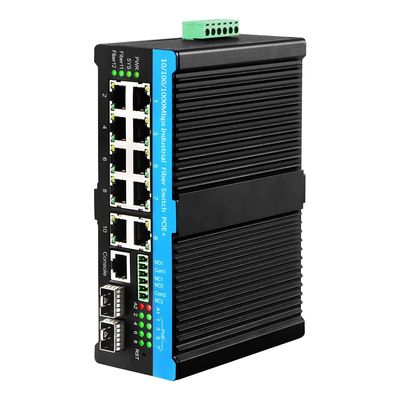 Relé de alarma de 90w Industrial Poe Switch 2.5G con conmutador de fibra óptica para cámaras PTZ al aire libre