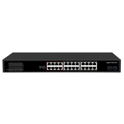 24 puertos CCTV PoE Switch Gigabit Red SFP Optical Uplink Sin administrar el presupuesto de 300W