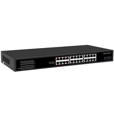 24 puertos CCTV PoE Switch Gigabit Red SFP Optical Uplink Sin administrar el presupuesto de 300W