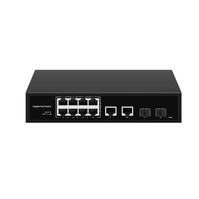 8 puertos POE Gigabit Fiber Switch POE Watchdog con 4 puertos SFP / RJ45 de enlace ascendente 120W