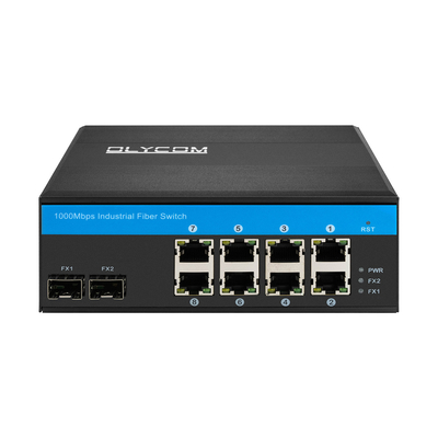 Comutador PoE administrado industrial 8 puertos 2.5G Fibra 15.4W/30W PSE 240W Presupuesto L2 administrado