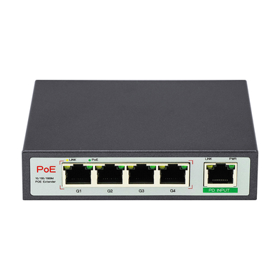 Extensor Gigabit PoE de 4 puertos, 60W, repetidor de enlace ascendente PD para cámaras IP PoE y dispositivos de red