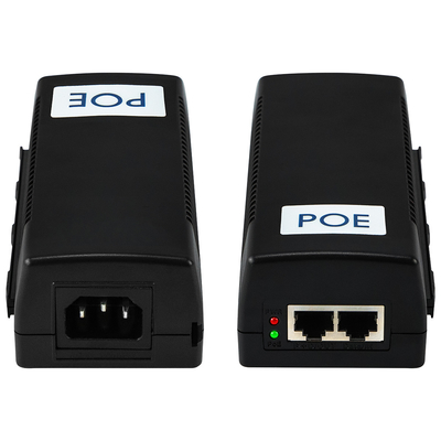 60W Gigabit PoE Inyector 48V Salida de media extensión Escritorio comercial 15.4W/30W Compatible