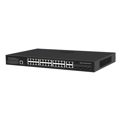 24 puertos PoE Switch Gigabit Basado en L2 L3 Smart Gestionado con presupuesto de 300W con SFP Uplink 1U Rack