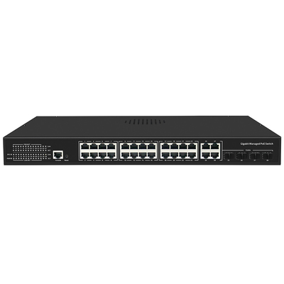 24 puertos PoE Switch Gigabit Basado en L2 L3 Smart Gestionado con presupuesto de 300W con SFP Uplink 1U Rack