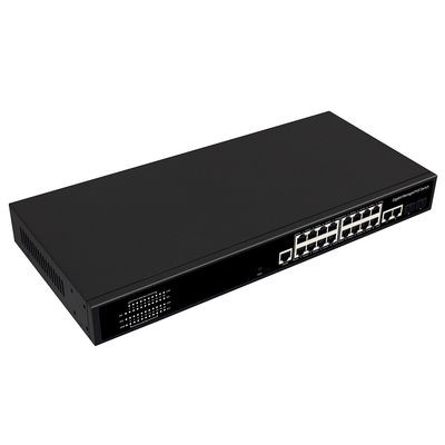 Switch PoE Gigabit gestionado de 16 puertos con 300W de potencia, 2 puertos SFP/RJ45 combo de enlace ascendente, entrada de CA