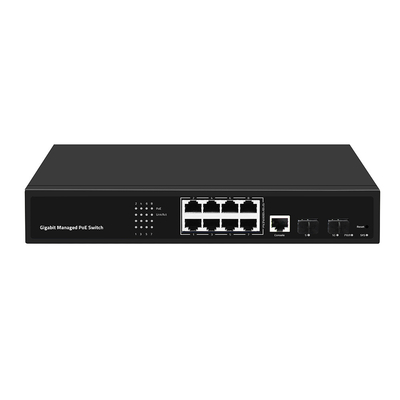 8 puertos PoE Vlan Gigabit Fiber Switch administrado con chip Realtek 120W Ingreso de CA de presupuesto