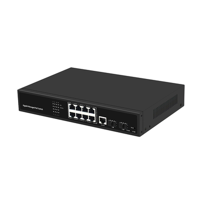 8 puertos PoE Vlan Gigabit Fiber Switch administrado con chip Realtek 120W Ingreso de CA de presupuesto