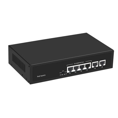 Ethernet rápido CCTV PoE Switch 4 puertos con 2 enlaces de cobre 55W Ingreso de corriente alterna de presupuesto de energía