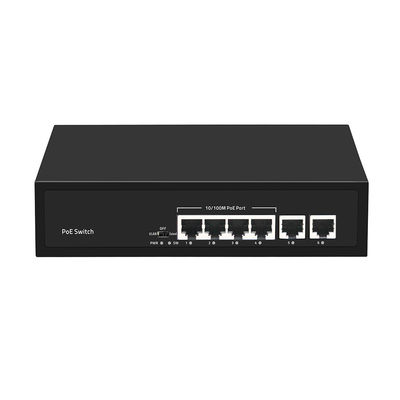 Ethernet rápido CCTV PoE Switch 4 puertos con 2 enlaces de cobre 55W Ingreso de corriente alterna de presupuesto de energía